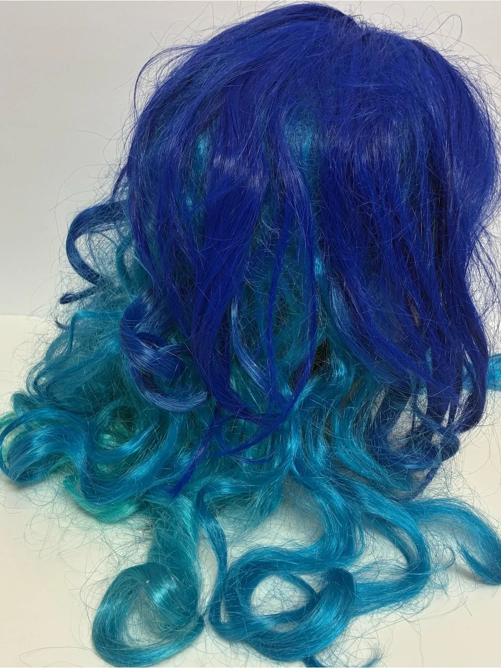 Wig Blue Teal Long Hair With Bangs Wavy Curls Costume Halloween Cosplay Theatre